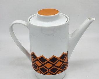 コーヒーポット ヴィンテージ MELITTA 磁器 オレンジとチョコレート柄 ドイツ