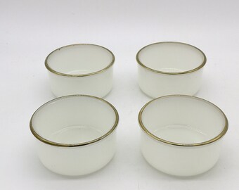 sold individually: Vintage opaline ramekin with arcopal golden edges
