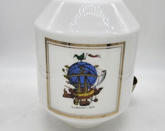 Lámpara colgante de opalina de diseño vintage con decoración de globo aerostático