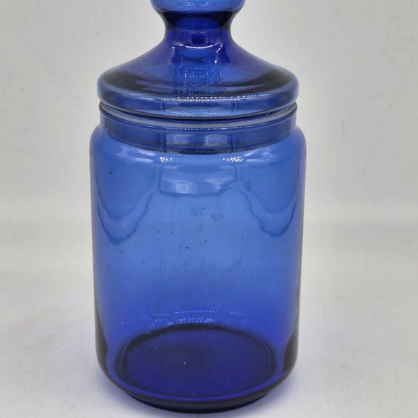 Vintage Apothekerglas aus blauem Glas – Vorratsglas aus kobaltblauem Glas mit Deckel – Retro-Dekoration für Küche/Badezimmer