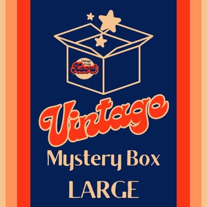 Large format mystery box filled with retro kitsch vintage objects mystery box
