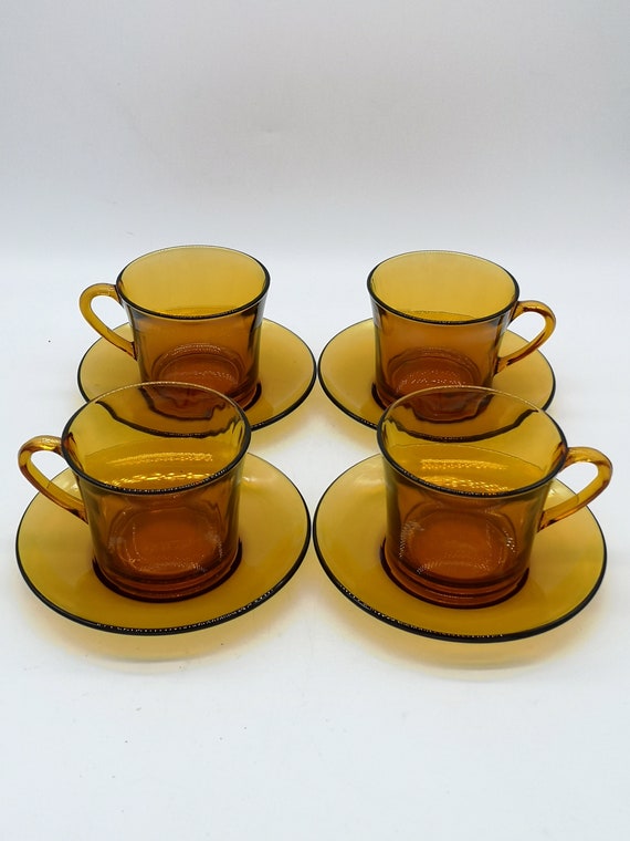 4 tazas de espresso ambar Duralex taza y platillos vintage Etsy Mexico