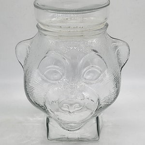 Vintage Glass Bear Head Glass Jar with Lid