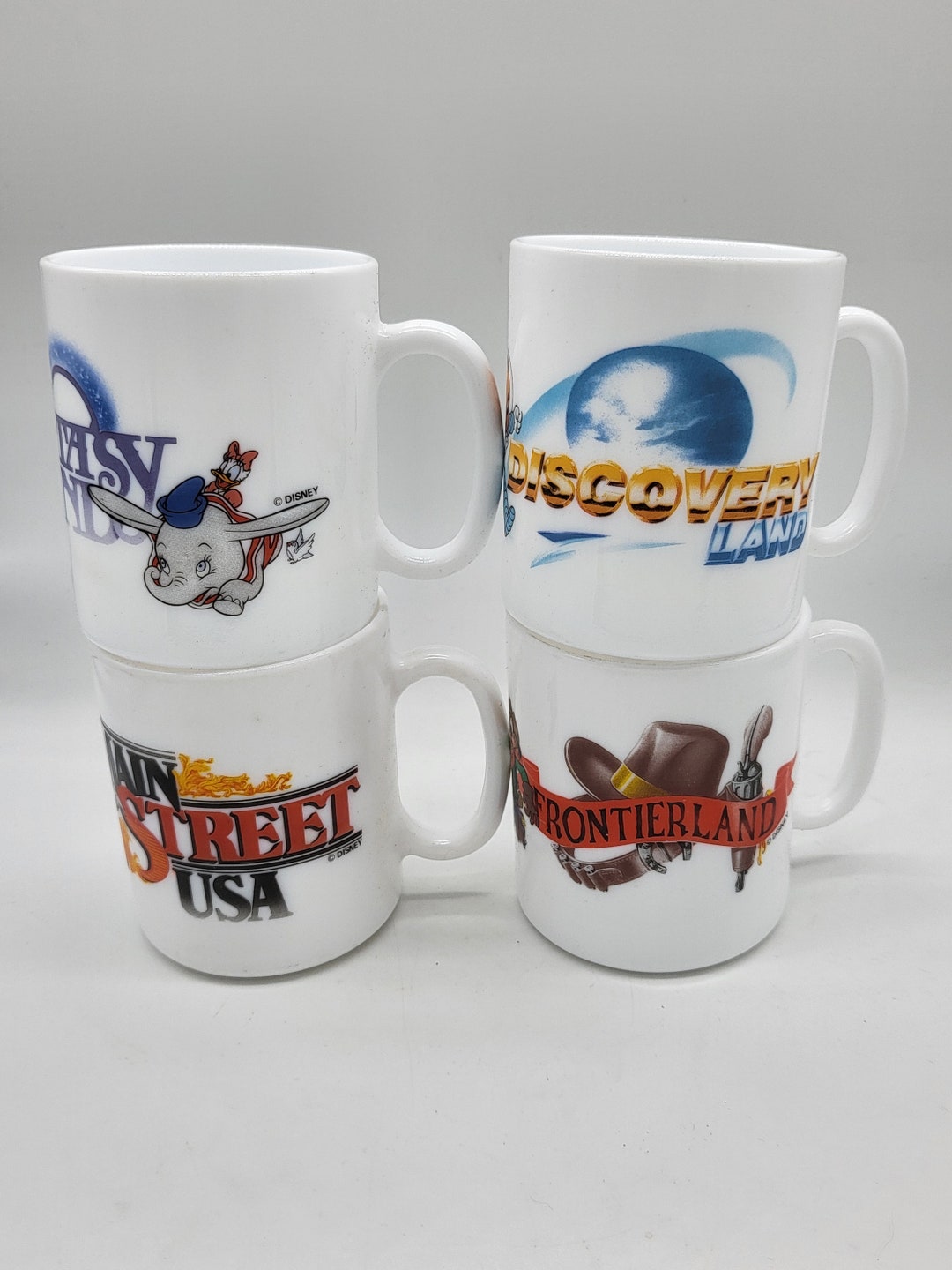 4 Mugs Eurodisney Disney Arcopal Vintage Opaline Esso Etsy