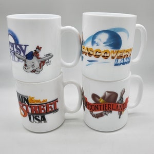 4 mugs eurodisney disney arcopal vintage opaline esso