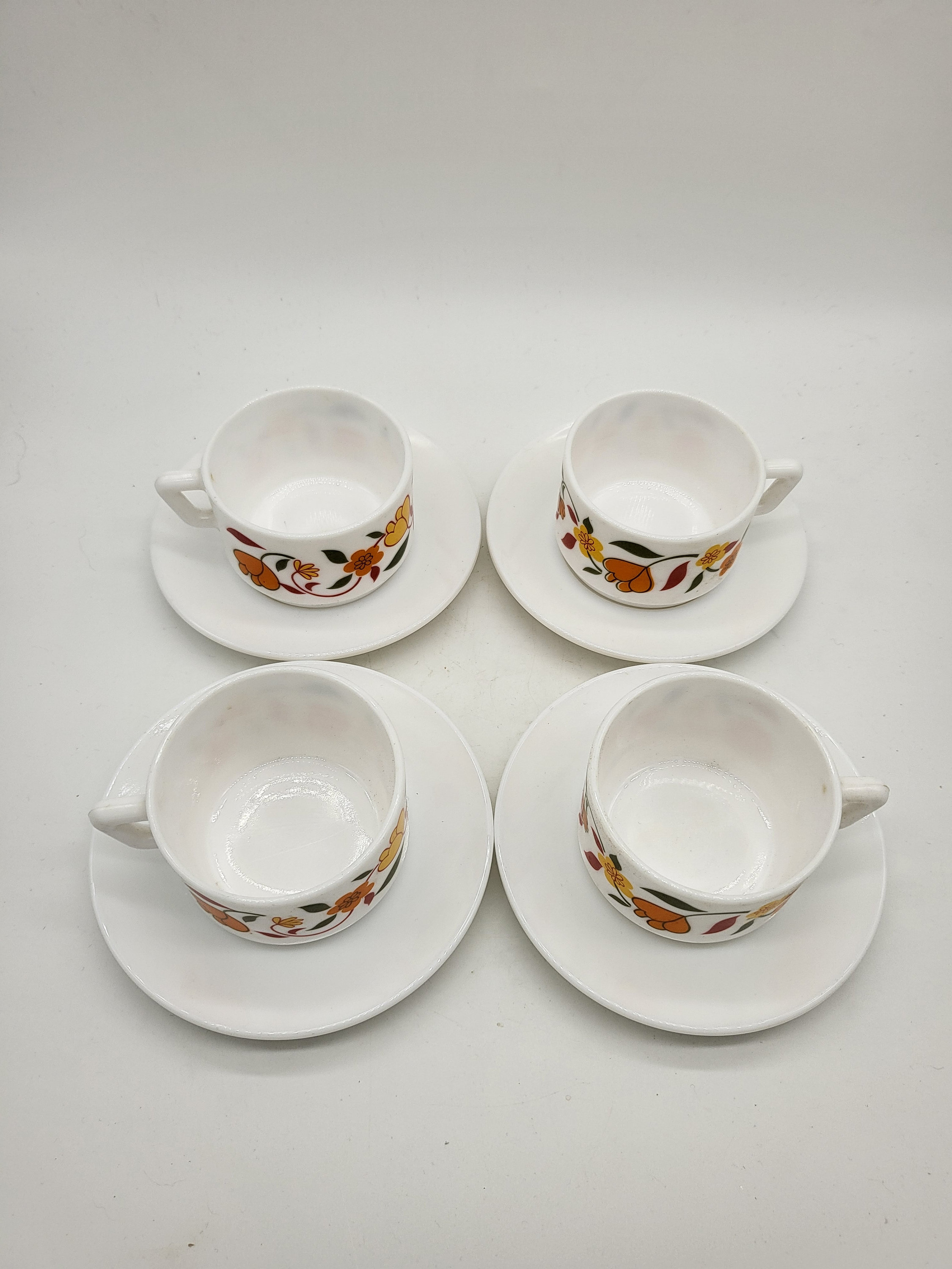 Tasses Arcopal Lotus Françase Vntage 1970 Jaune Orange