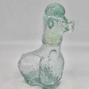 Vintage glaskaraff formad som en pudelhund med kork – original dekorativ flaska – retro pudelglaskaraff