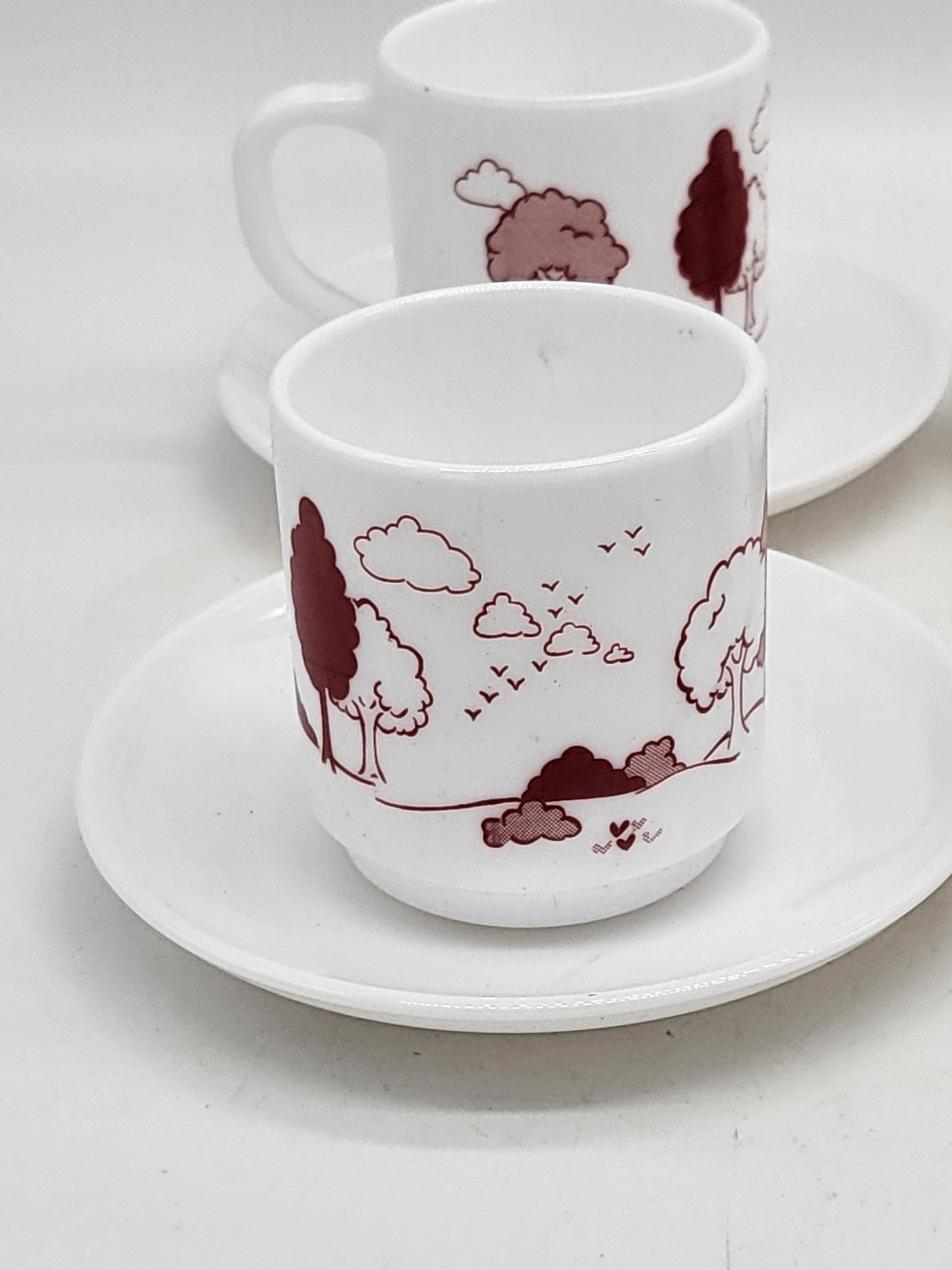 Lot De 4 Tasses à Expresso Vintage Arcopal - Modèles à Poids Colorés - Occasion En Bon état, Trop Mignonnes !