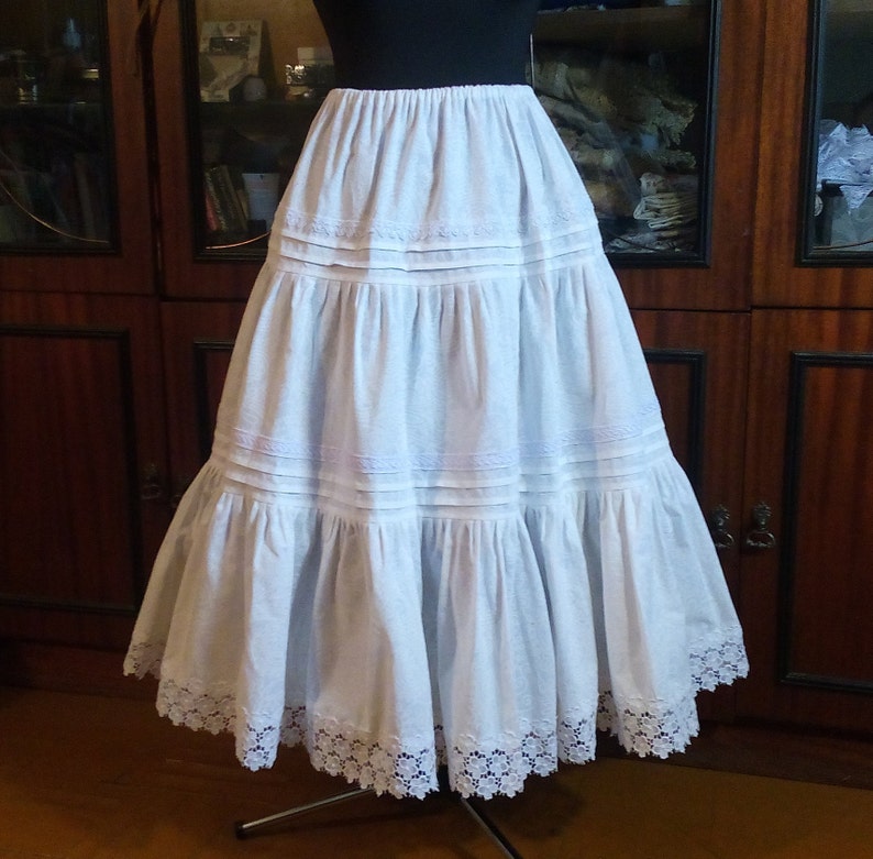 White cotton and lace boho underskirt victorian vintage Etsy