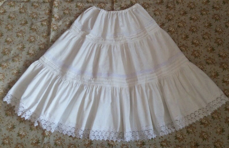 White cotton and lace boho underskirt victorian vintage Etsy