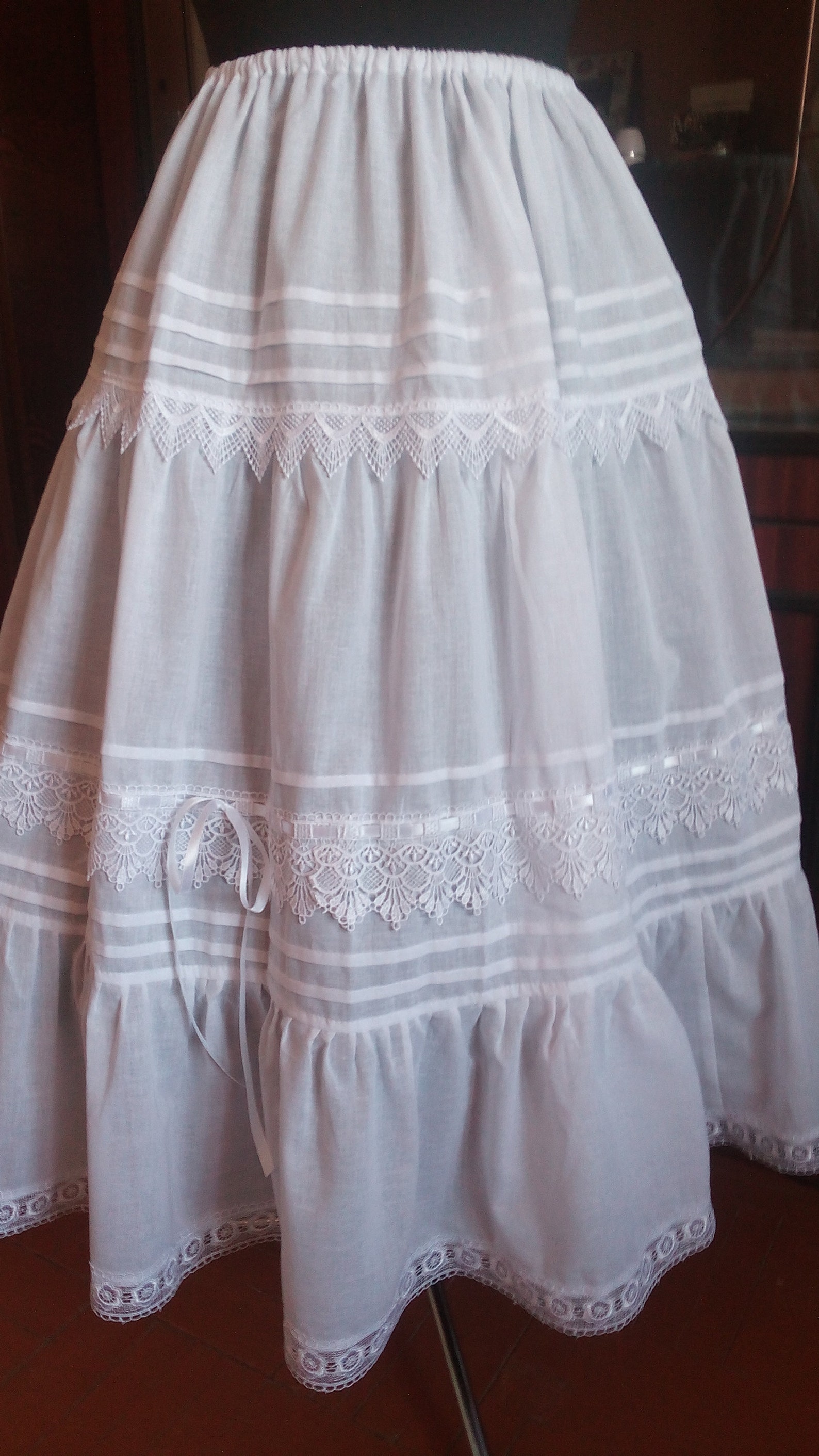 Long white cotton lace underskirt boho victorian steampunk Etsy