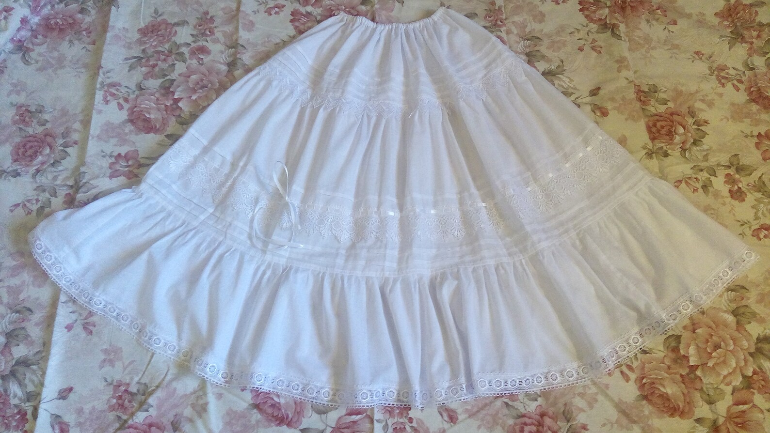 Long white cotton lace underskirt boho victorian steampunk Etsy