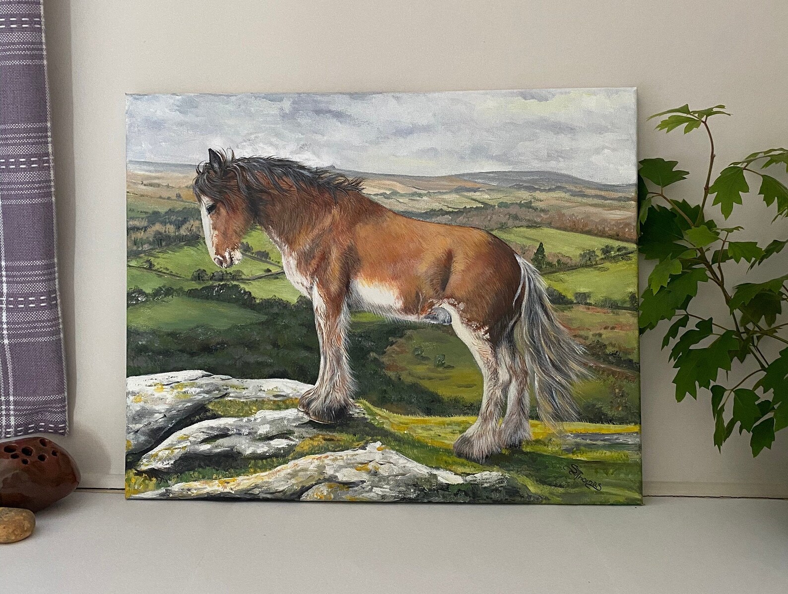 Clydesdale Horse/ Original Acrylic Painting on Stretch Canvas/dartmoor