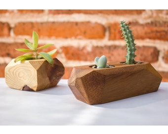 Modern Wood Planters - Set of 4 Beautiful Succulent Planter Decor for Office, Living Room, Home & Garden (Indoor and Outdoor)