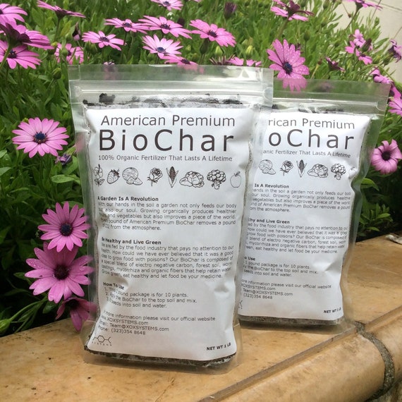 Biochar Organic Fertilizer 2 lb- 100% Organic Fertilizer - For Indoors, Outdoors, In Pots, Grow Beds, Soil, Hydroponics & Aquaponics