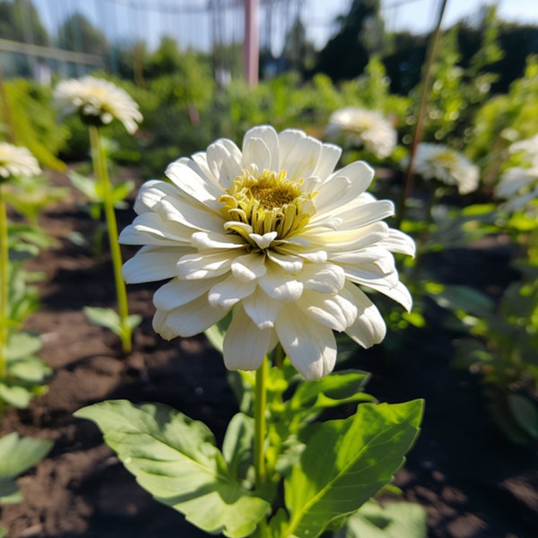 White Zinnia Flower Seeds - Grow Beautiful Flowers Indoors, Outdoors, In Pots, Grow Beds, Soil, Hydroponics & Aquaponics