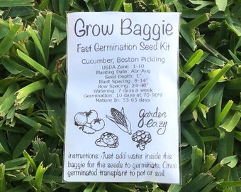 Grow Baggie - Ready To Go Fast Germination Seed Kit - Includes Organic Seeds