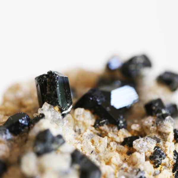 Black Tourmaline with Quartz on Feldspar Matrix