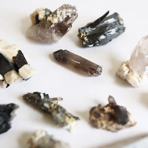Aegerine, Smoky Quartz, and Orthoclase Feldspar Crystal Minis