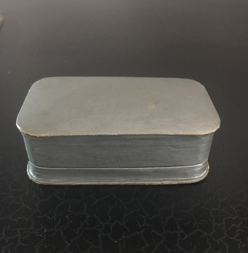 Antique Vintage Silver Moire Patterned Paper Earring Box 1900-1920/'s