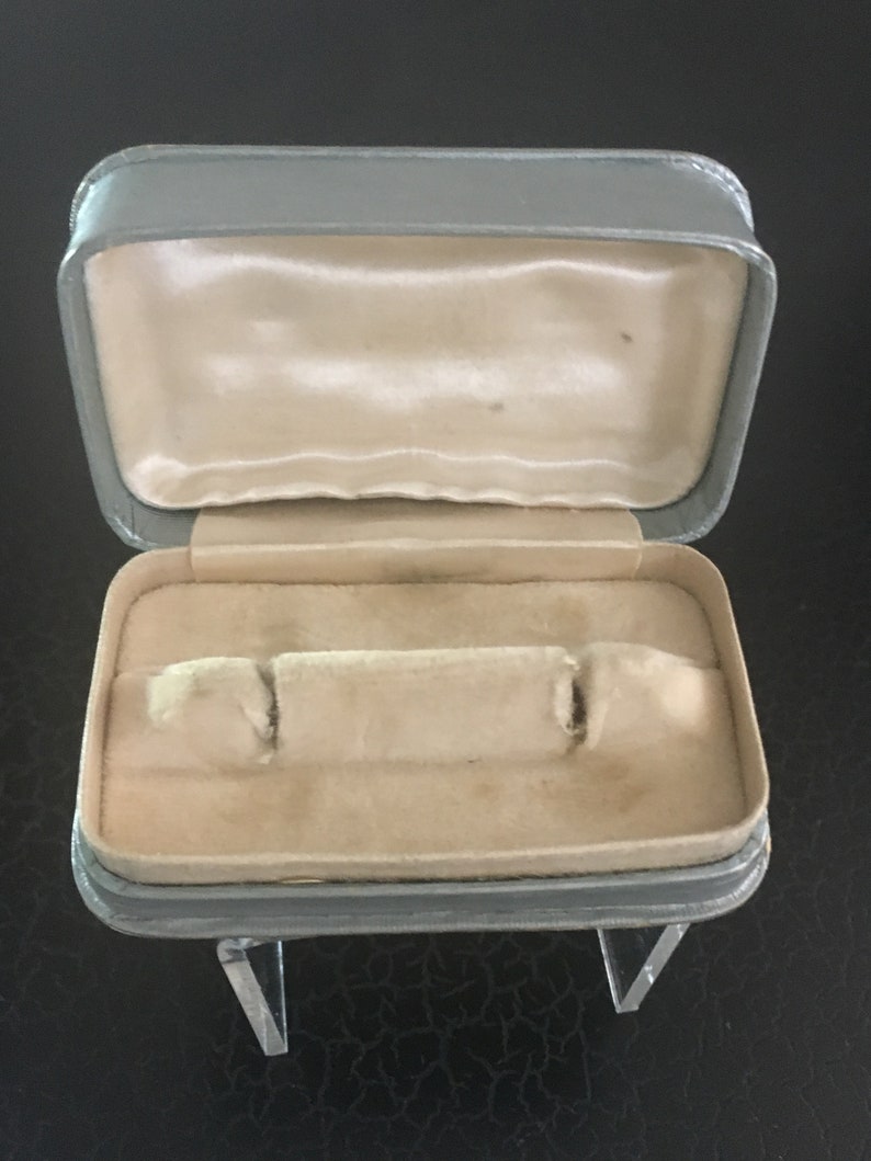 Antique Vintage Silver Moire Patterned Paper Earring Box 1900-1920/'s