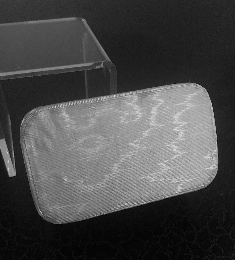 Antique Vintage Silver Moire Patterned Paper Earring Box 1900-1920/'s