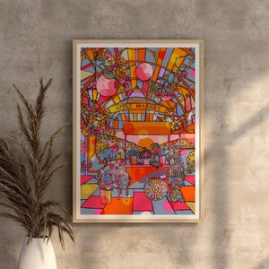 Covent Garden Art Print: London Travel Poster, Apple Market Illustration