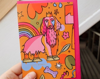 Rainbow Dachshund Woofday Card