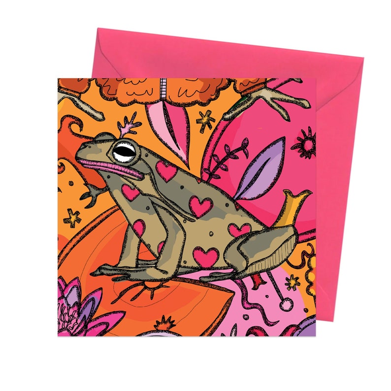 Frog Card, Valentines Card, Card For Frog Lover, Funny Anniversary Card, Birthday Card, Colourful Card, Greetings Card image 5