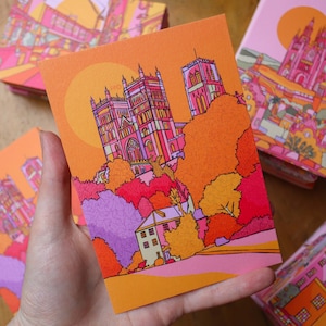 Carte postale de Durham, impression d'art de Durham, carte postale de luxe, dessin de Durham