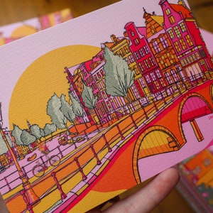 Carte postale d'Amsterdam, Cartes postales d'art, Jolies cartes postales, Cartes postales de voyage, Cartes postales style vintage, Cartes postales à collectionner, Paysage urbain d'Amsterdam image 5