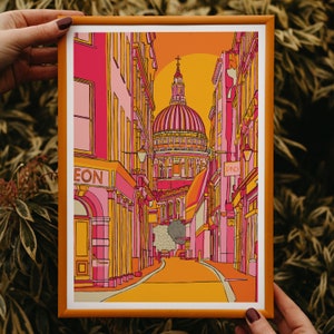 St Paul's Cathedral Art Print: London Sunset Illustration