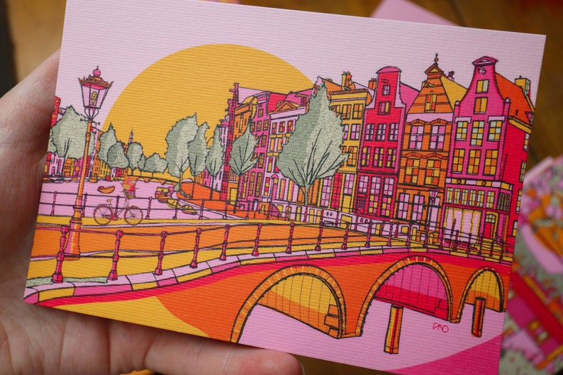 Carte postale d'Amsterdam, Cartes postales d'art, Jolies cartes postales, Cartes postales de voyage, Cartes postales style vintage, Cartes postales à collectionner, Paysage urbain d'Amsterdam image 4