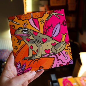 Frog Card, Valentines Card, Card For Frog Lover, Funny Anniversary Card, Birthday Card, Colourful Card, Greetings Card image 1