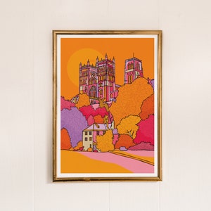 Durham Art Print | Durham Cathedral Drawing | Durham Print | Durham Travel Print | Durham Travel Poster | Bright Living Room Wall Art