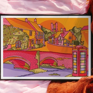 Impression d&#39;art des Cotswolds : tour de Broadway, affiche de voyage colorée