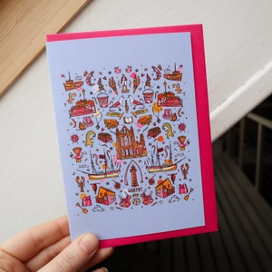 Whitby Yorkshire Greeting Card: Illustrated Seaside Art