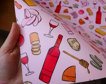 Cheese and Wine Wrapping Paper