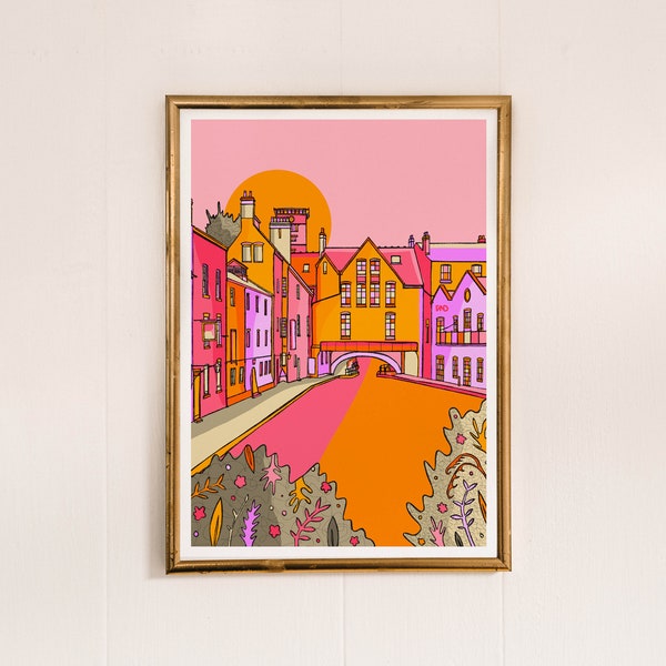 Birmingham Art Print | Birmingham Travel Print | Birmingham Canal Drawing | Bright Travel Print | UK Travel Gift | Birmingham Travel Poster