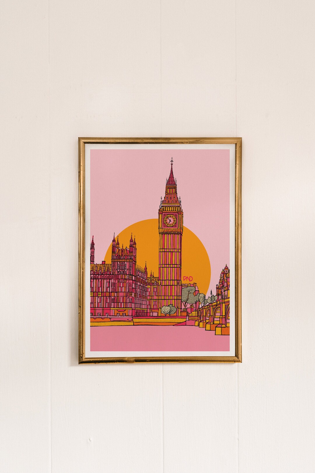 Big Ben Art Print London Travel Print Big Ben Drawing Bright Travel Print London Travel Gift