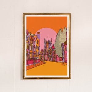 Cambridge Art Print: Colorful UK Travel Illustration