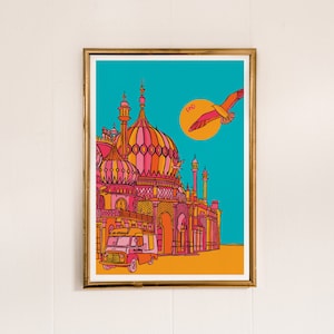 Brighton Pavilion Art Print: Colorful Travel Poster