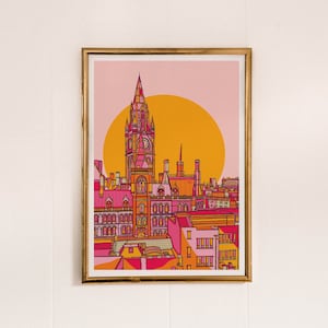 Manchester Art Print, Living Room Wall Art | Travel Prints | Bright Wall Art | A5 Prints | A4 Prints | A3 Prints