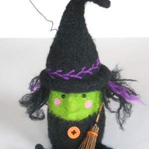 HAND KNIT GNOME. Handmade Witch. Matilda the Witch. Wool Gnome. Woodland Witch. Halloween Gifts. Halloween Witch. Woodland Gnomes. image 5