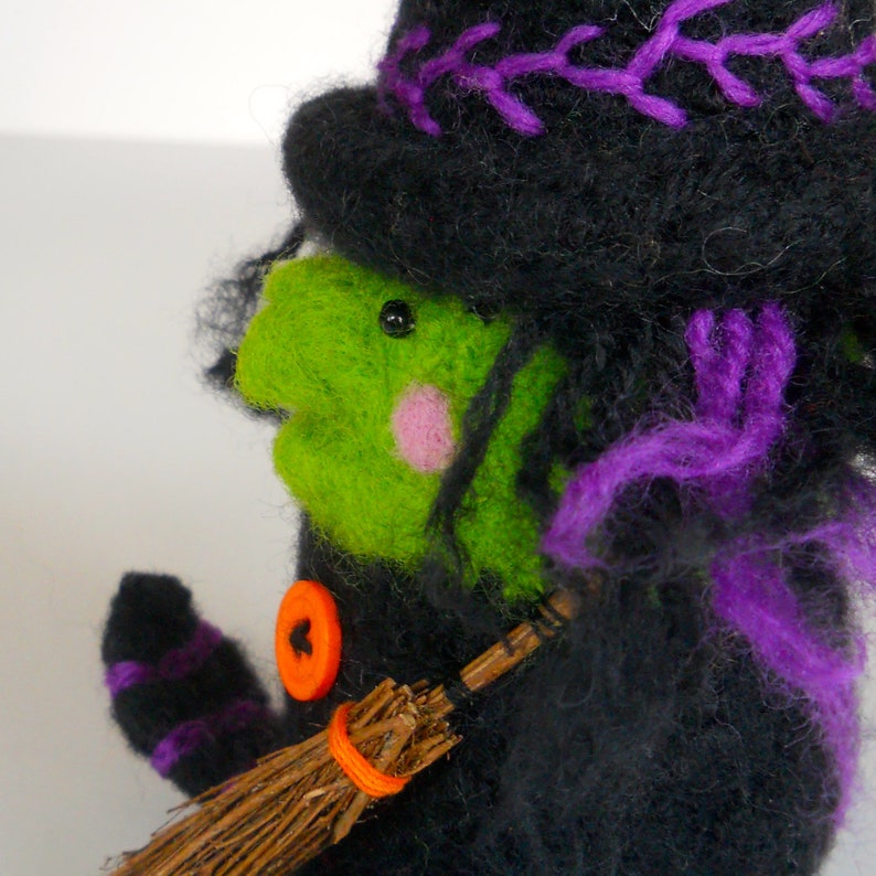 HAND KNIT GNOME. Handmade Witch. Matilda the Witch. Wool Gnome. Woodland Witch. Halloween Gifts. Halloween Witch. Woodland Gnomes. image 4