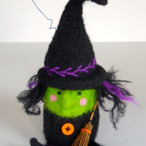 HAND KNIT GNOME. Handmade Witch. Matilda the Witch. Wool Gnome. Woodland Witch. Halloween Gifts. Halloween Witch. Woodland Gnomes. image 6