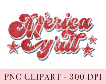 Merica Y'all Sublimation Design, PNG Instant Download, American Tumbler Design, Waterslide For Tumblers, Vintage