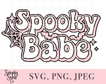 Spooky Babe Halloween SVG: Cricut Cut File, Autumn Trendy Decal (Digital Download)