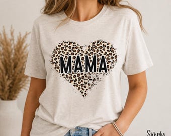 Luipaard MAMA Hart PNG, Verweerd Glitter Sublimatie Ontwerp (Digitale Download)