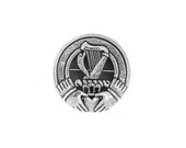 USA Kilts Irish Harp and Claddagh Pewter Cap Badge Brooch Pin Made in Scotland